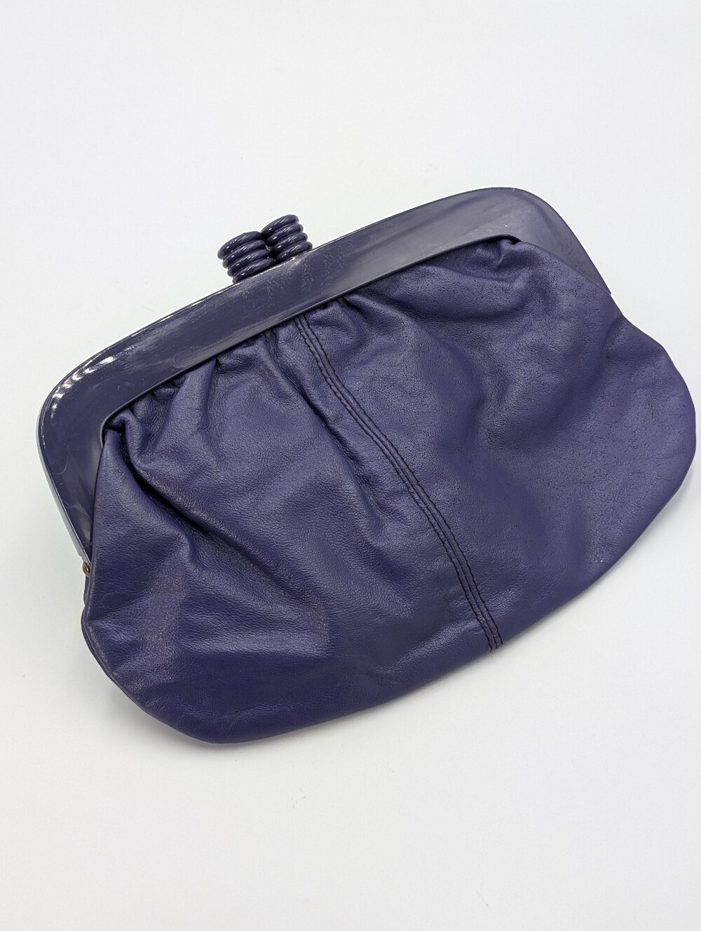 Vintage Eaton's Purple Leather Clutch Made In Italy